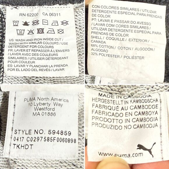 PUMA Men's Sweat Bermuda Shorts Large Gray Regular Fit Cotton 11.5” Inseam - Picture 10 of 16